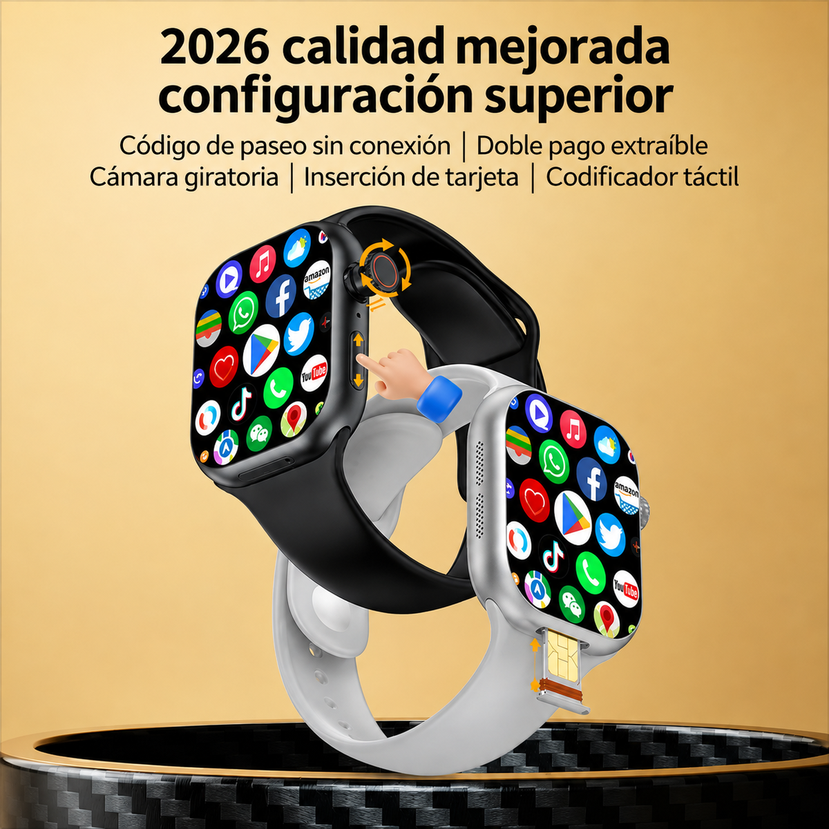 Smartwatch CD20 con ranura SIM para llamadas independientes.