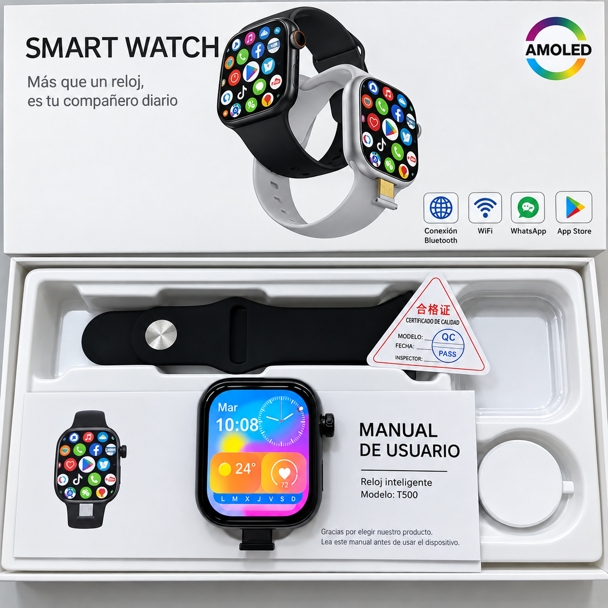 Smartwatch CD20 con ranura SIM para llamadas independientes.